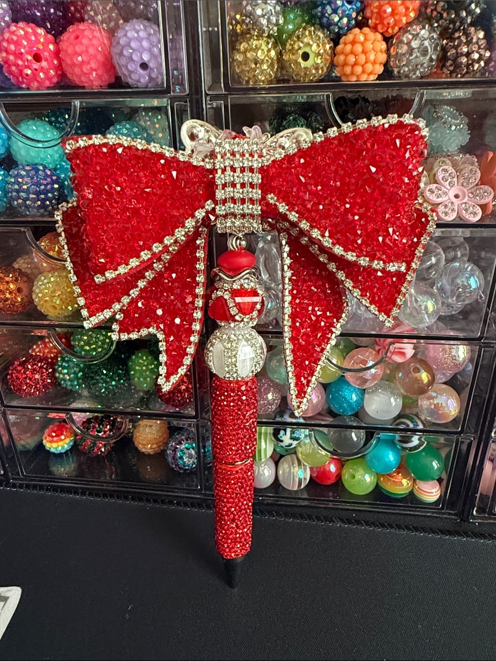 Red Rhinestone Bow Pen